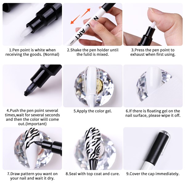 Nail Art çizim kalemi SİYAH (53542-2) - detay görseli 2
