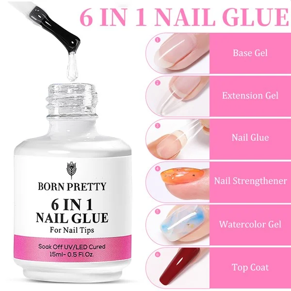 BORN PRETTY 6 in 1 Nail Glue - Jel (55391) - detay görseli 4