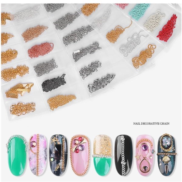Tırnak Süsleme Nail Art zincir siyah (f598-6) - detay görseli 2