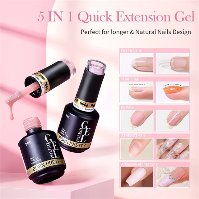 BORN PRETTY PRO 15ml BIAB HEMA Free Quick Building Nail Extension Gel B002 (59654)