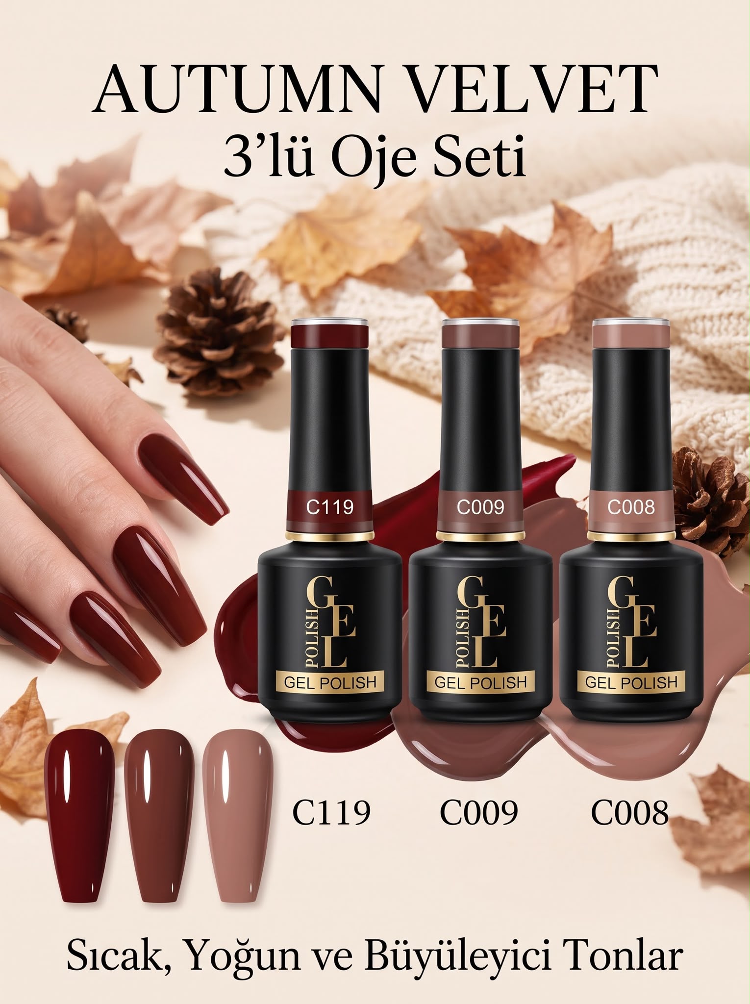 Scarlet Velvet 3'lü Kalıcı oje Seti